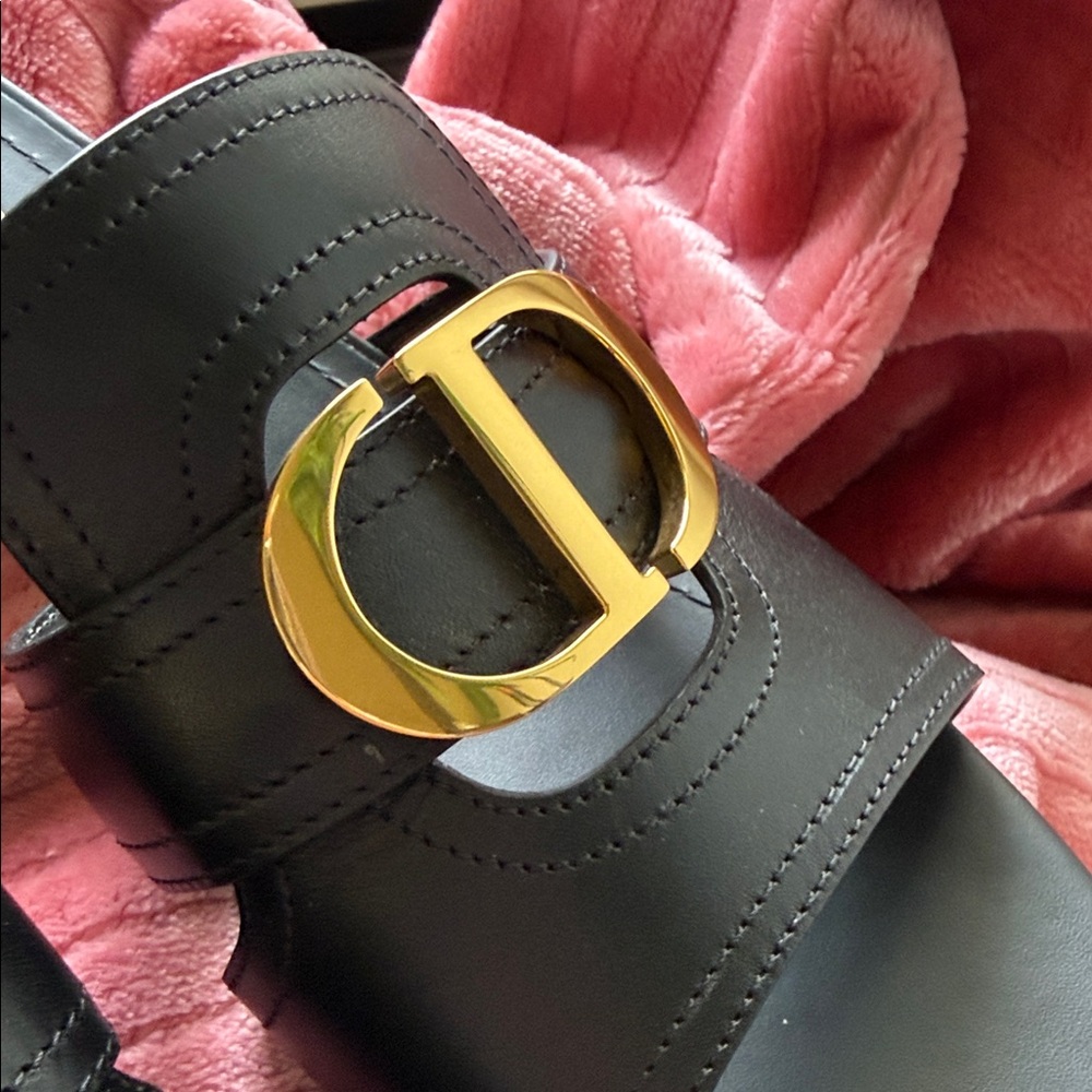 Dior Black Sandals with Gold Accents - Picture 15 of 15